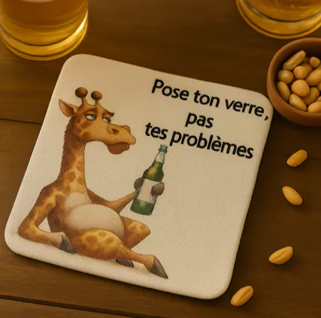 🍷 Dessous de verre – “Pose ton verre, pas tes problèmes” 🍻