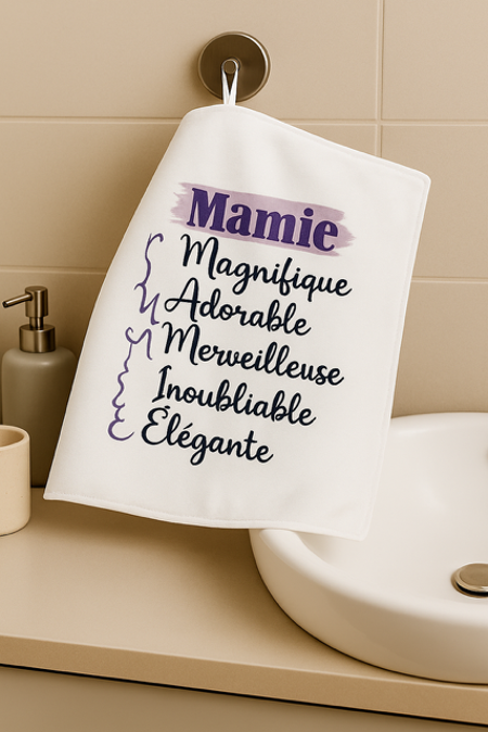 Essuie-mains “Mamie” en acrostiche 