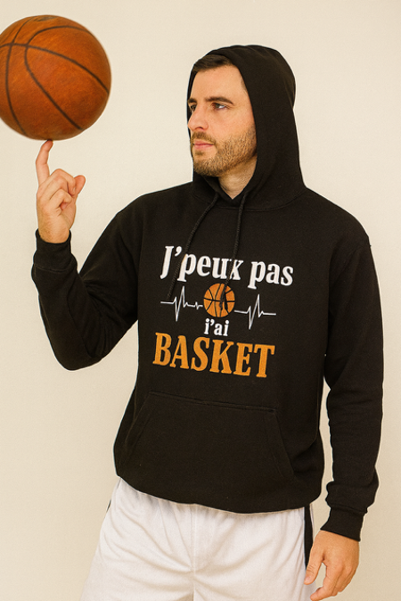 Sweat à capuche homme "J’peux pas, j’ai basket"