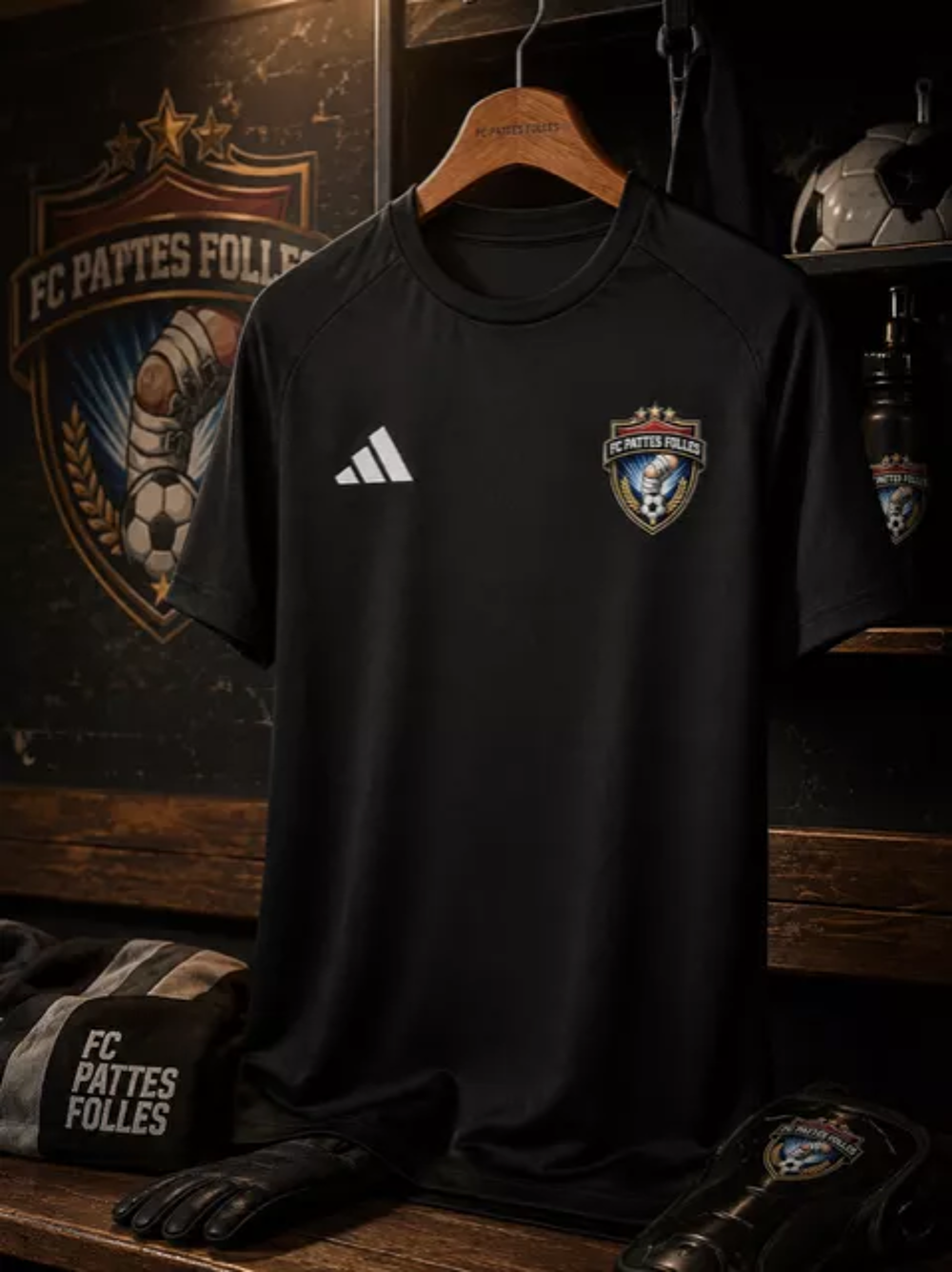 Maillot noir antitranspirant avec personnalisation logo devant poitrine 