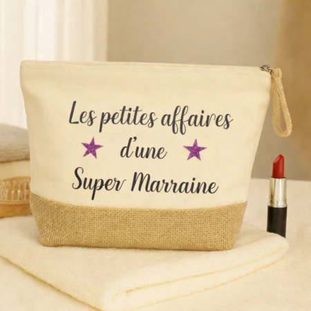 Trousse de toilette – “Les petites affaires d’une super marraine” 💖😄