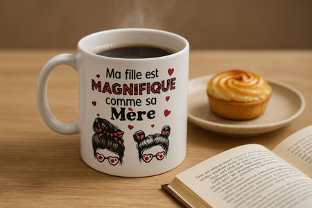 💃 Mug Blanc Mat – Ma fille est magnifique comme sa mère 💃