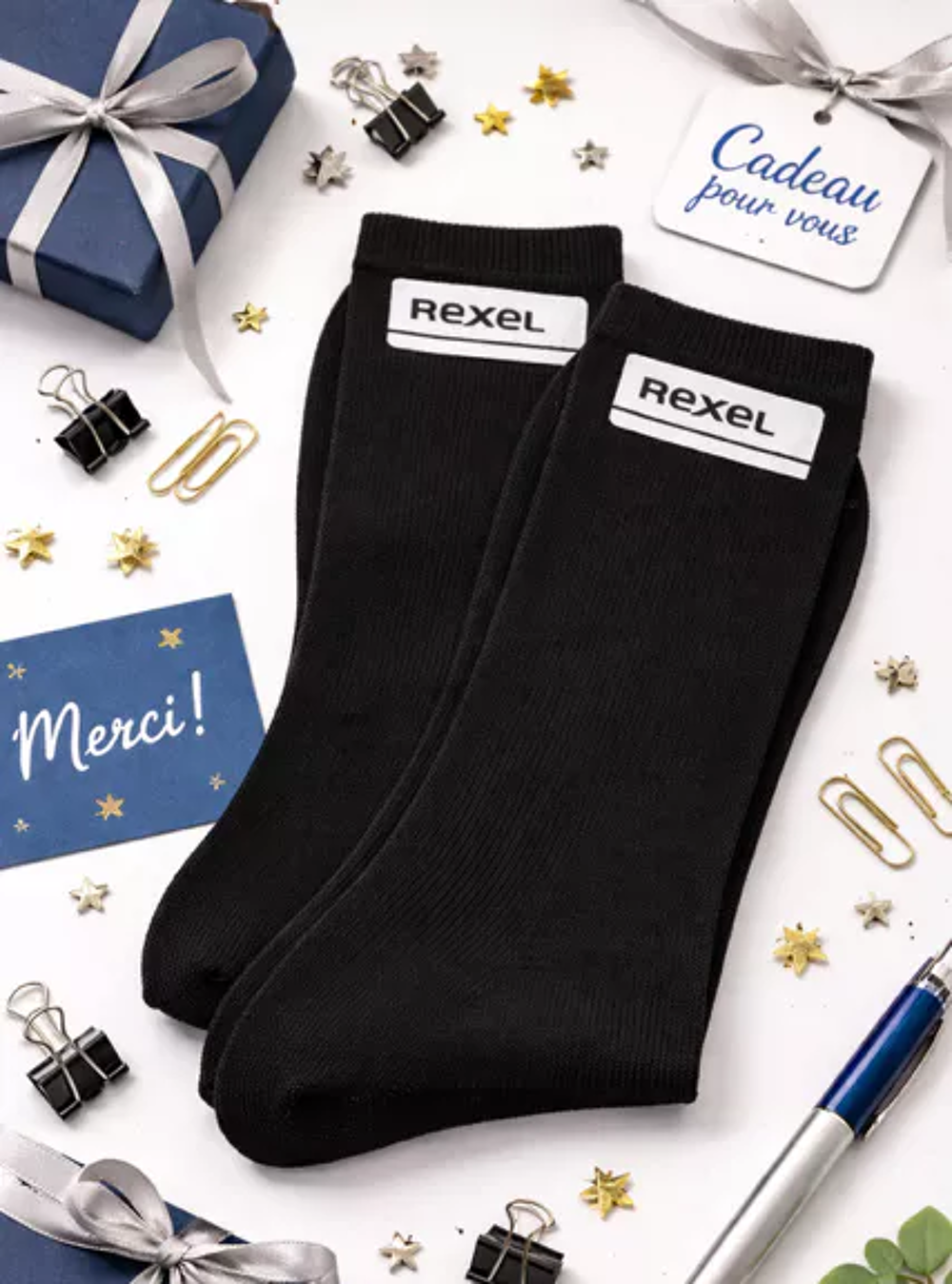 Chaussette homme noire personnalisé avec logo