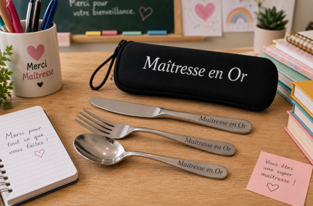 🍴🍎 Ensemble de couverts en acier inoxydable « Maîtresse en or » 🍎🍴