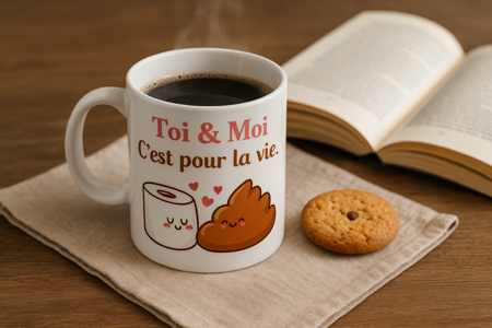 Mug blanc mat "Toi et moi, c’est pour la vie"