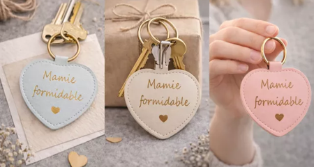 Porte-clés cœur « Mamie formidable » 