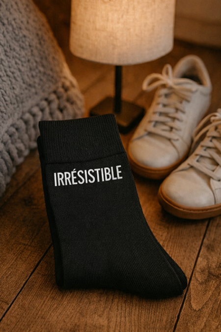 Chaussettes à messages homme – “Irrésistible”