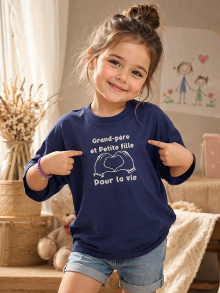 👕 T-shirt enfant « Grand-père et petite fille pour la vie »