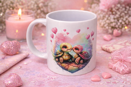 ☕ Mug blanc « Couple de tortues »