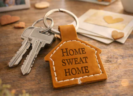 Porte-clés Maison « Home Sweet Home » – Simili Cuir