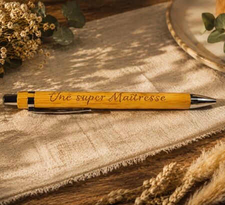 ✏️🎋 Stylo bambou « Super Maîtresse » 🎋✏️