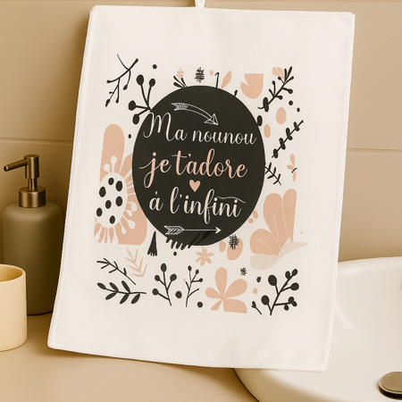 Essuie-mains “Ma nounou je t’adore à l’infini” 