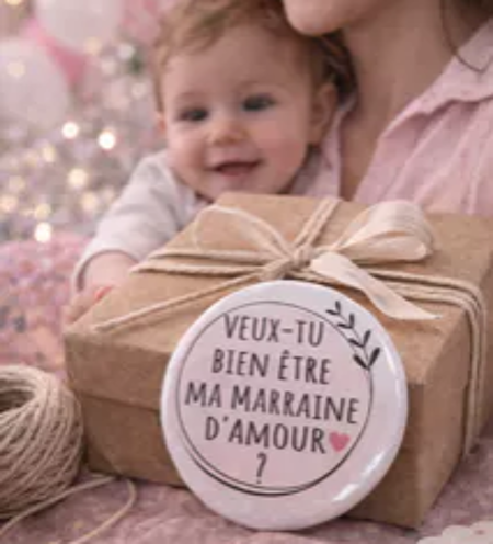 🎉 Badge « Veux‑tu bien être ma marraine d’amour ? »