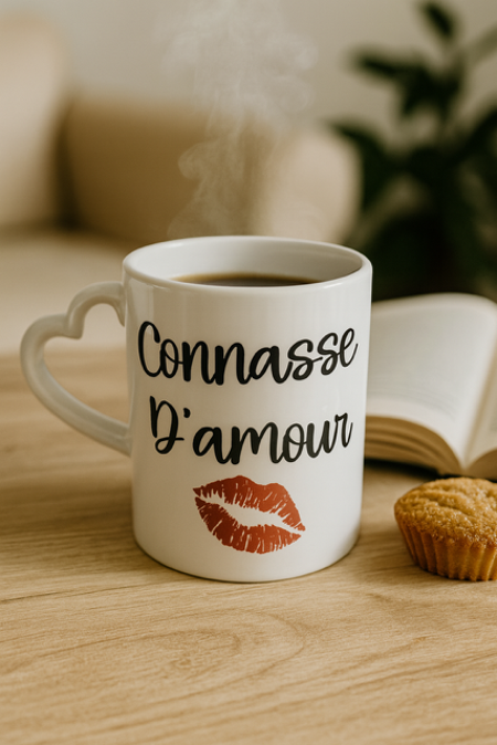 Mug à anse cœur "Connasse d’amour" 
