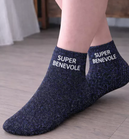  Chaussettes à paillettes « Super Bénévole » – Héroïne du quotidien ✨🦸‍♀️