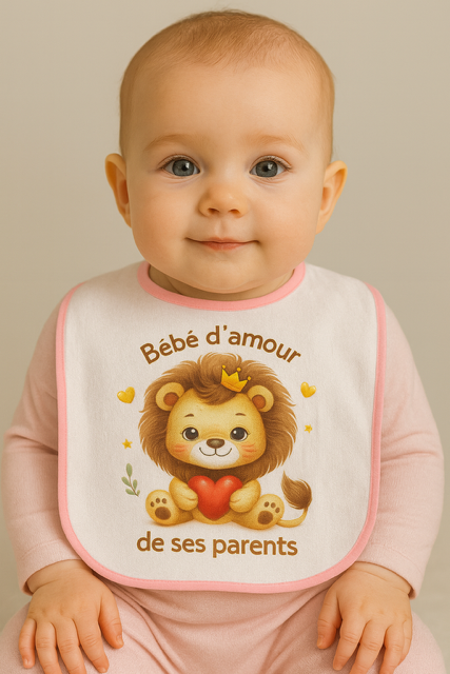 bavoir rose "Bébé d’amour de ses parents" 