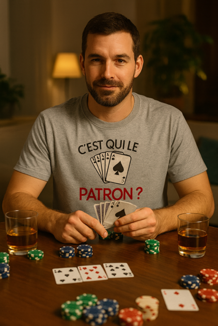 ♠️♥️ T-shirt « C’est qui le patron ? » – Spécial joueur de cartes 🃏