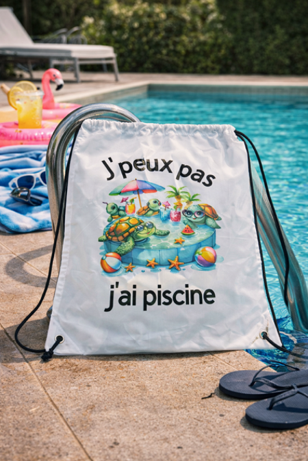 Sac à dos – J’peux pas, j’ai piscine 🐢dessin tortues