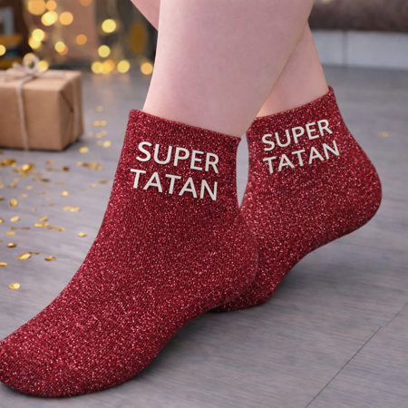 Chaussettes à paillettes « Super Tatan » 🦸‍♀️✨🧦