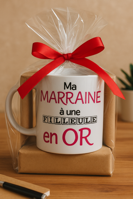 ☕ Mug blanc mat « Ma marraine a une filleule en or »