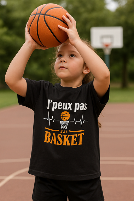 “T-shirt enfant – J’peux pas, j’ai basket” 🏀😄 