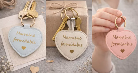 Porte-clés cœur « Marraine formidable » 