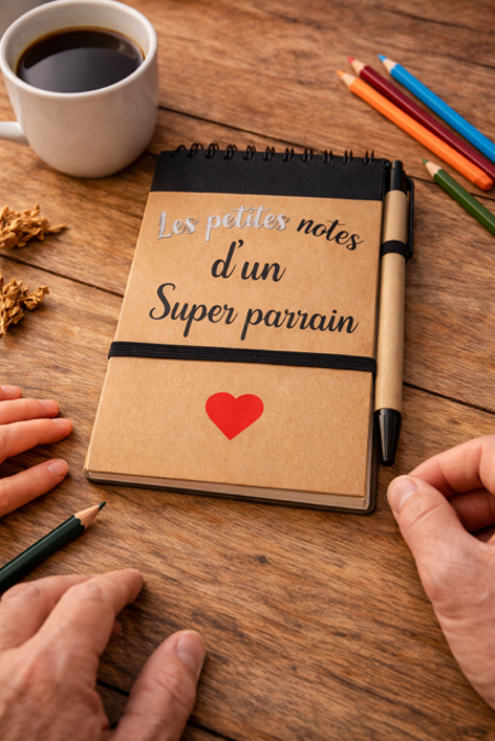 Carnet + stylo – Les petites notes d’un super parrain