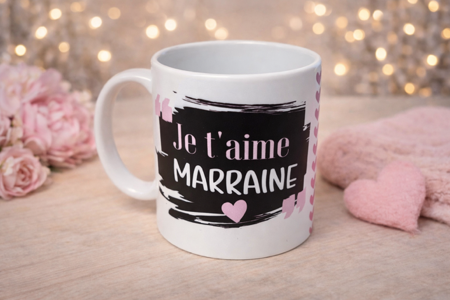 ☕ Mug blanc « Je t’aime marraine »