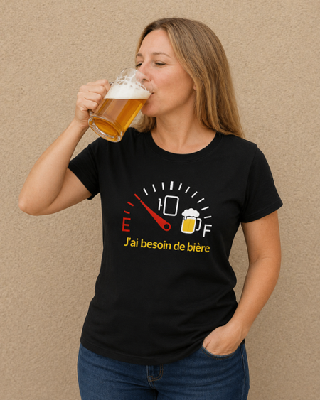 👕🍺 T-shirt femme « J’ai besoin de bière » ✨