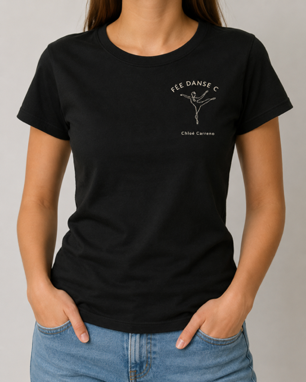 t shirt noir logo poitrine