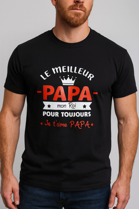 T-shirt homme "Le meilleur papa, mon roi pour toujours, je t’aime papa" 