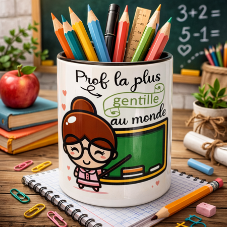 Pot à crayons – “Prof la plus gentille au monde” ✏️💖