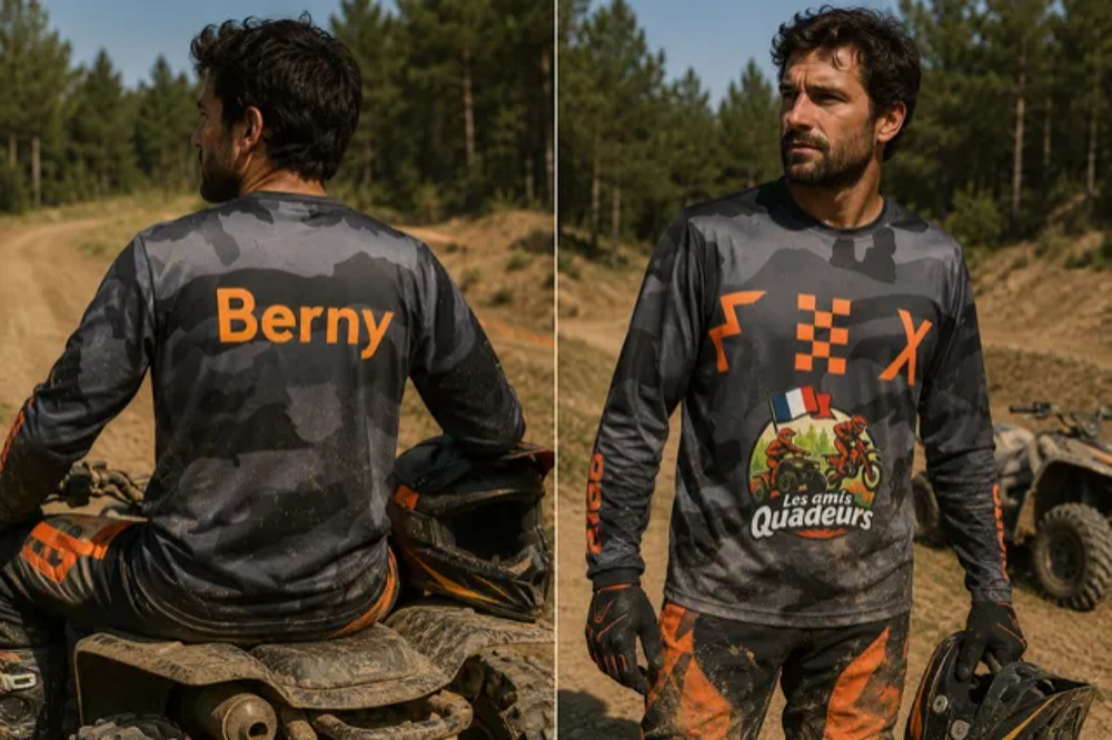 Maillot moto /quad personnalisé logo devant et prénom derrière