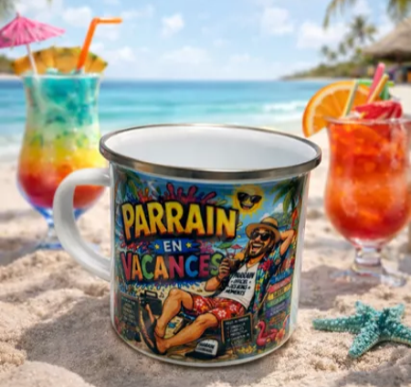 ☕ Mug acier « Parrain en vacances »