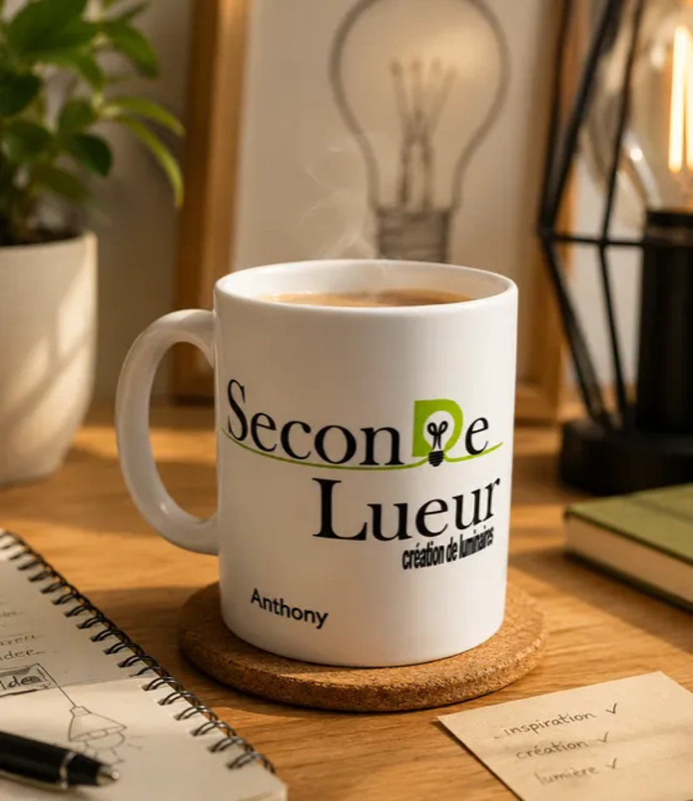 mug blanc mat personnalisé logo + prénom