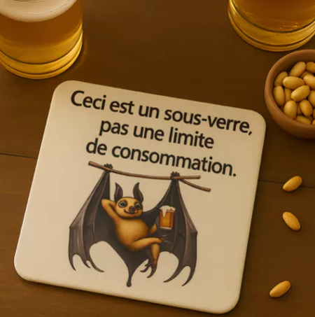 🍺 Dessous de verre – “Ceci est un sous-verre, pas une limite de consommation” 🍷