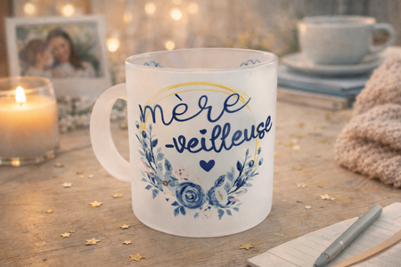 Mug en verre dépoli – Mère veilleuse