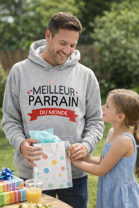  Sweat à capuche homme « Meilleur parrain du monde » 