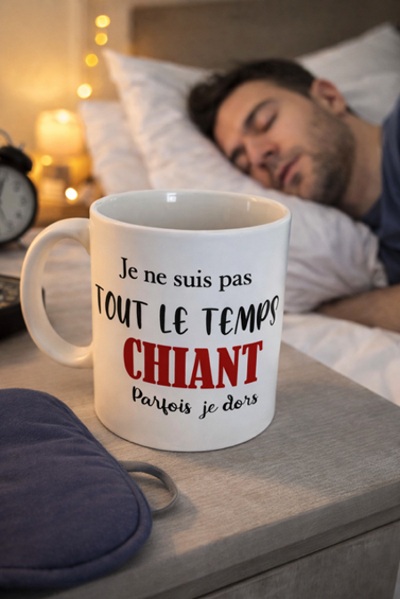 Mug blanc – Je ne suis pas tout le temps chiant, parfois je dors