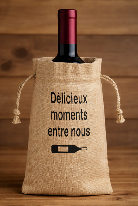 Sac à bouteille – “Délicieux moments entre nous” 🍷💖