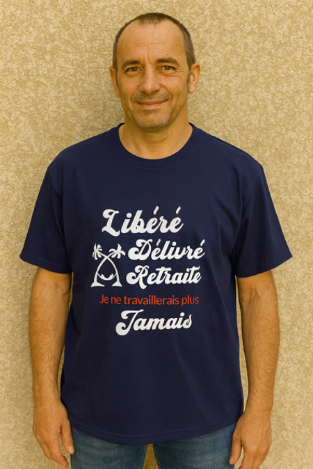 T-shirt homme "Libéré, délivré, retraite : je ne travaillerai plus jamais" 