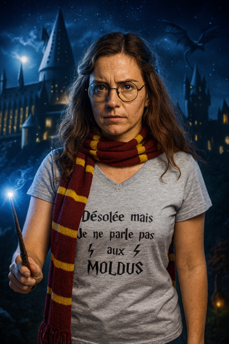 T-shirt femme "Désolée mais je ne parle pas aux Moldus" 🪄✨ 