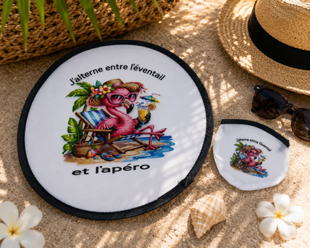 Éventail pliant personnalisé "J’alterne entre l’éventail et l’apéro" 🌸🍹😂