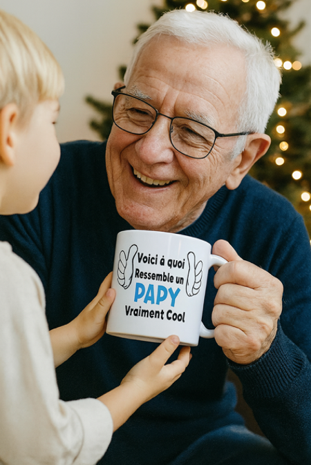 ☕ Mug blanc mat « Voici à quoi ressemble un papy vraiment cool »