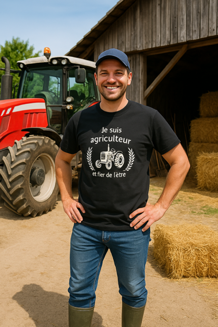 T-shirt Homme « Je suis agriculteur et fier de l’être » – Fierté en grand format