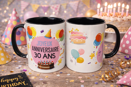 ☕ Mug blanc « Joyeux anniversaire 30 ans » MODEL 2