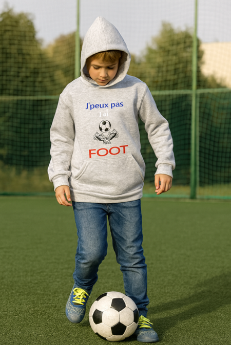  Sweat à capuche enfant – J’peux pas, j’ai foot