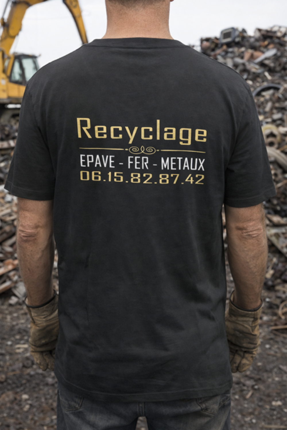 t shirt col v noir de dos 