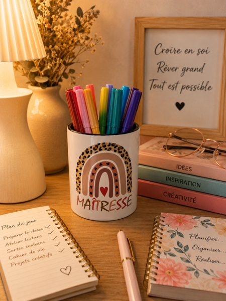 ✏️🍎 Pot à crayons Maîtresse 🍎✏️