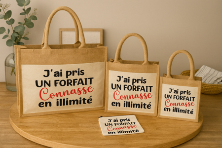 Sac en toile de jute – J’ai pris un forfait connasse en illimité